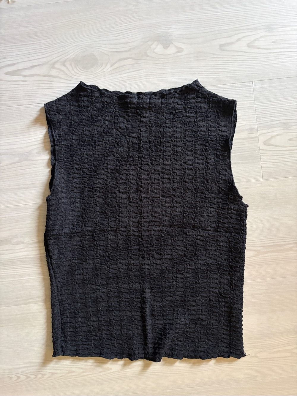 Sleeveless Black Textured Knit Top - Women's